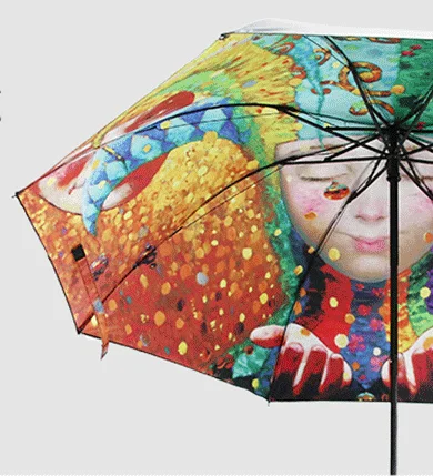 DD1211  Portable Big Inner Full Print Umbrellas UV Protect Sun Block Rain ultraviolet-proof Vinyl Parasol 3 Folding Umbrella