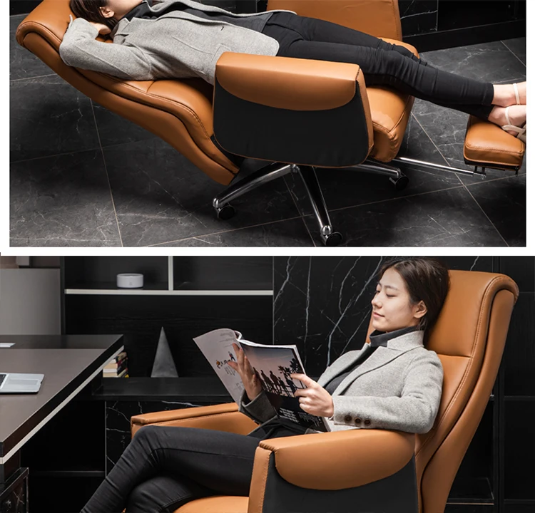 HRZ- Big and Tall Executive Office Chair with Wood Accents Adjustable High Back Ergonomic Lumbar Support, Bonded Leather