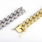925 Silver Gold Plated Brass Chain Zircon Cuban Necklace Hip Hop Men Cuban Thick Necklaces