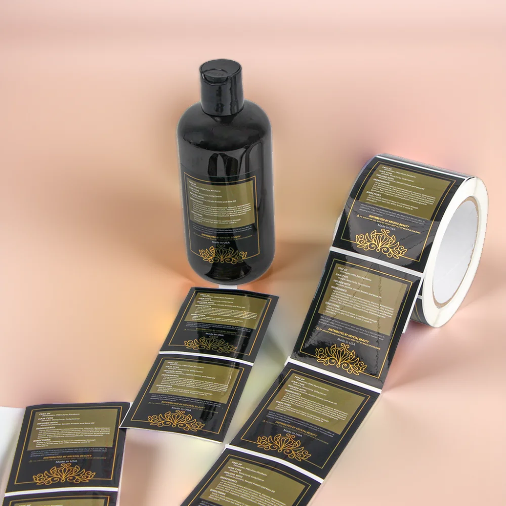 Custom Printed Waterproof Glossy PET Adhesive Labels Hair Conditioner Perfume Packaging Vinyl Stickers Cosmetic Bottles/Jars