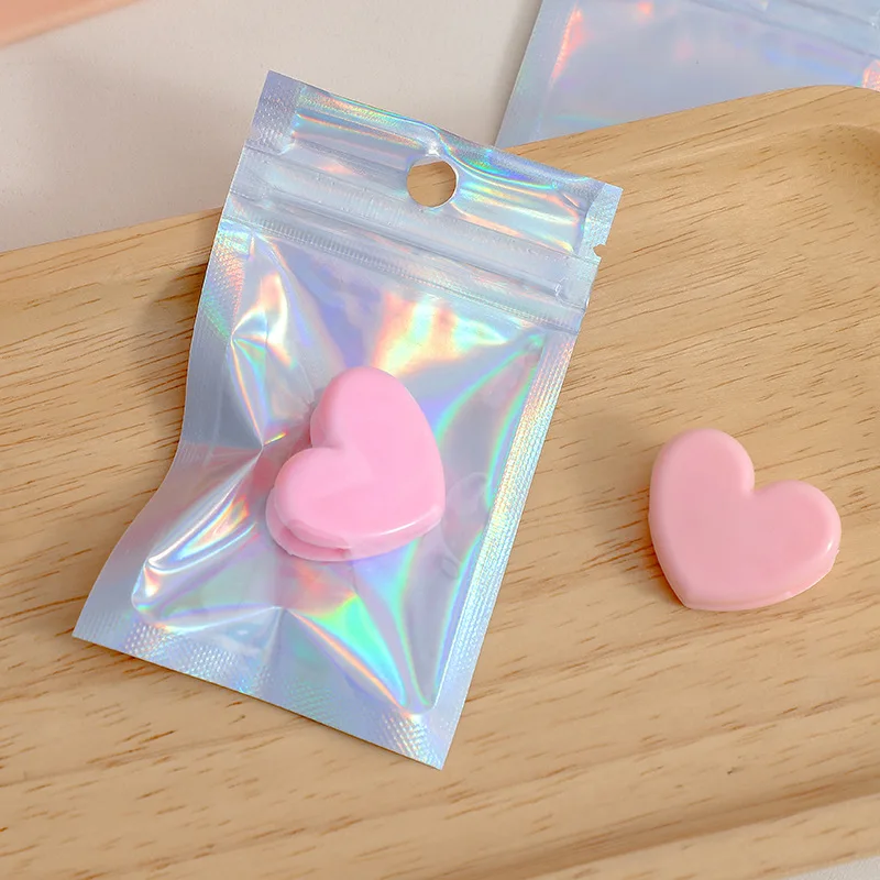 100pcs Custom Logo Small Resealable Holographic Bopp Packaging Ziplock