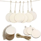 Custom Cheap Unpolished Round Shape Hanging Decoration DIY Craft Wood Christmas Decoration