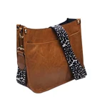 2021 New Solid PU Crossbody Bag With Attractive Long Leopard Shoulder Strap DMA61895