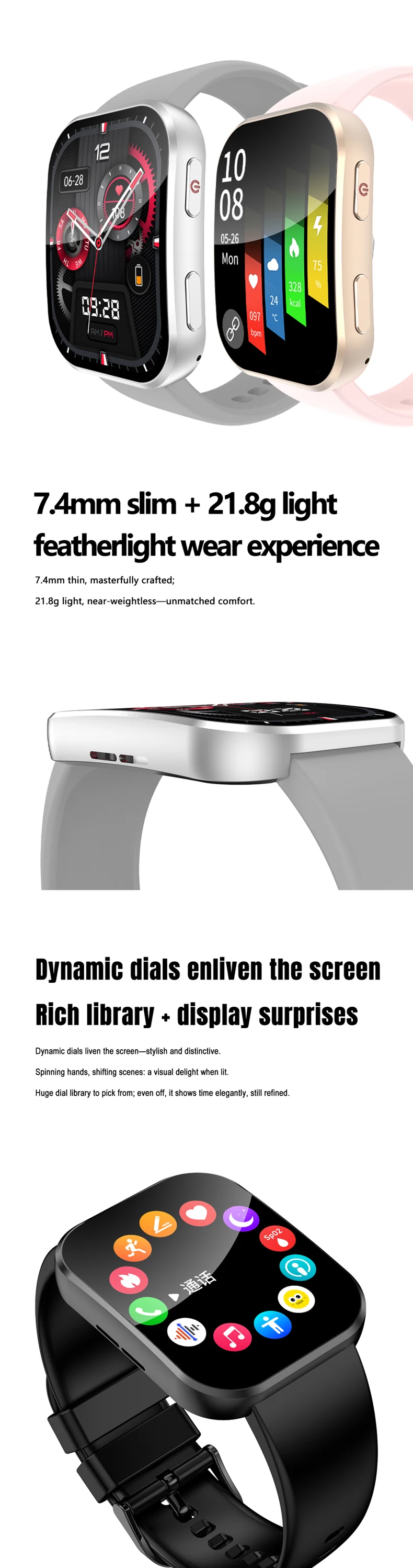 new arrival thin smart watch km70 for men women 196inch amoled screen chip at3085s aluminum alloy case bt call fitness tracker-7