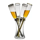 Samyo Long Stem Modern Elegant Crystal Glassware Large Tall Champagne Flutes For Wedding Anniversary Christmas Birthday