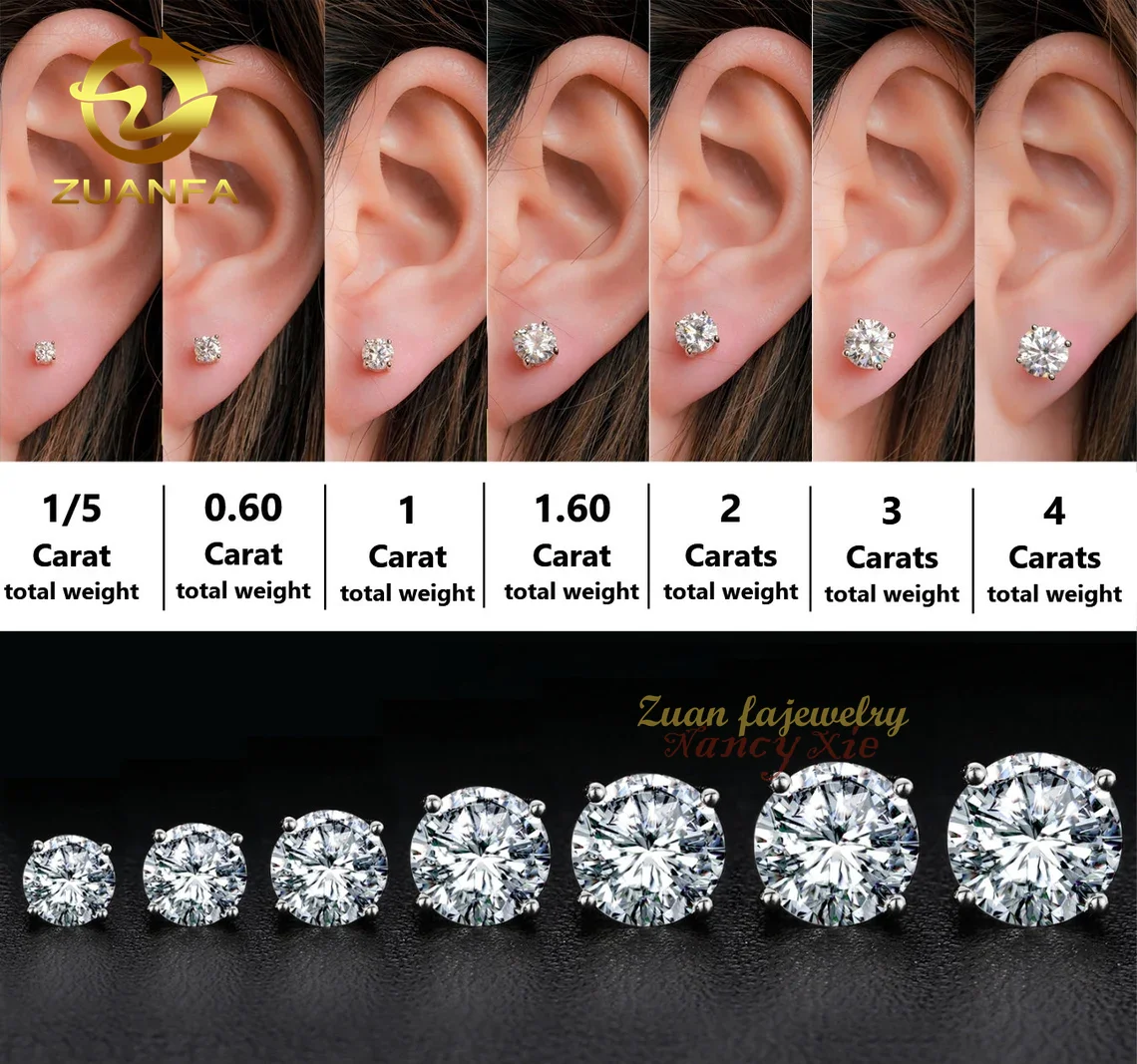 Luxury Affordable Price Screw Back Vvs Moissanite S Silver K K