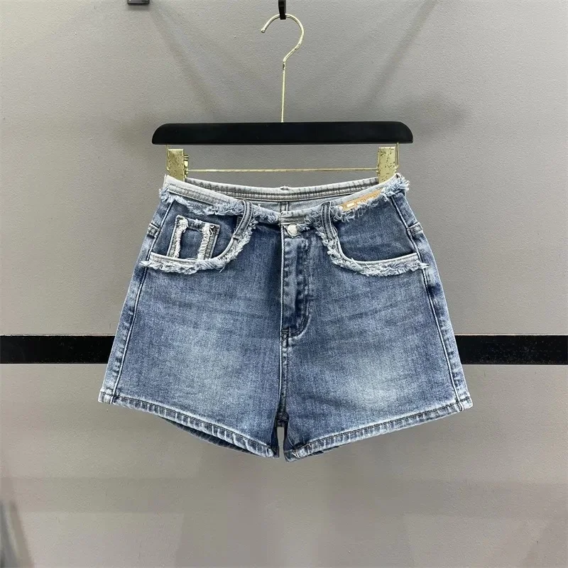 Sexy Summer Women Denim Shorts Black Blue Ripped Short Jeans Femme Tassel Lace Up Bandage Denim Jeans