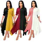 Ladies Shirt Fall Free Shipping New 2021 Sleeve Ladies Patchwork Bandage Half Shirt Dress