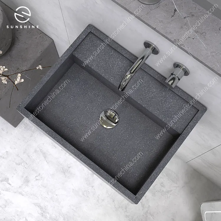 China Factory Black Granite Wall Mounted Sinks Stone Boards Jointed Wash Basin