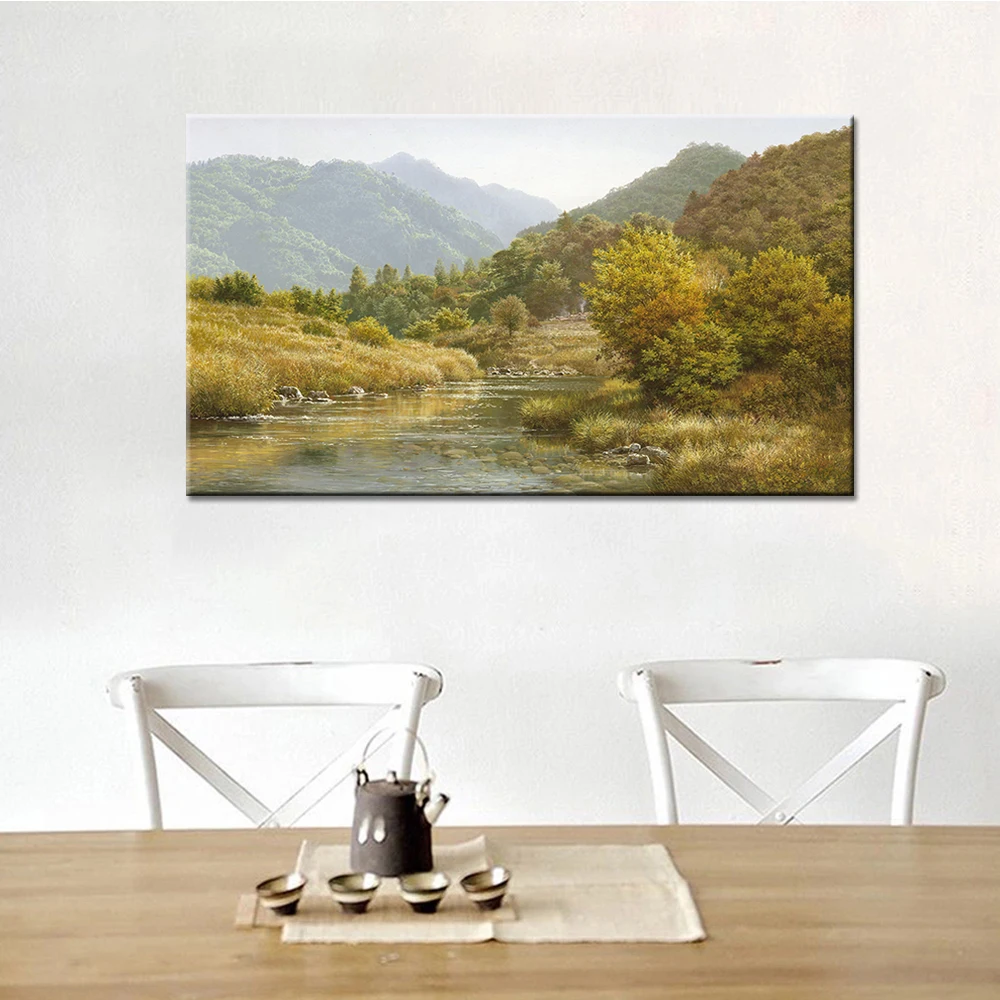 Canvas Wall Art Nature Mountain Stream Scenery Painting Landscape Green Decorative Oil Painting Artworks Home Decoration 9 Hc5d5fda8fa214181b6eb174faf8533dbv