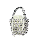 Beaded Bag Handle Pearl Beaded Hollow Bag Vintage Vegetable Basket Round Handle Handmade Bag