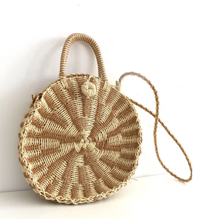 Women Straw Beach Bags Summer Crochet Tote Bag Hand Make Crossing Weave Shoulder Bag Black Natural with Pocket Lining