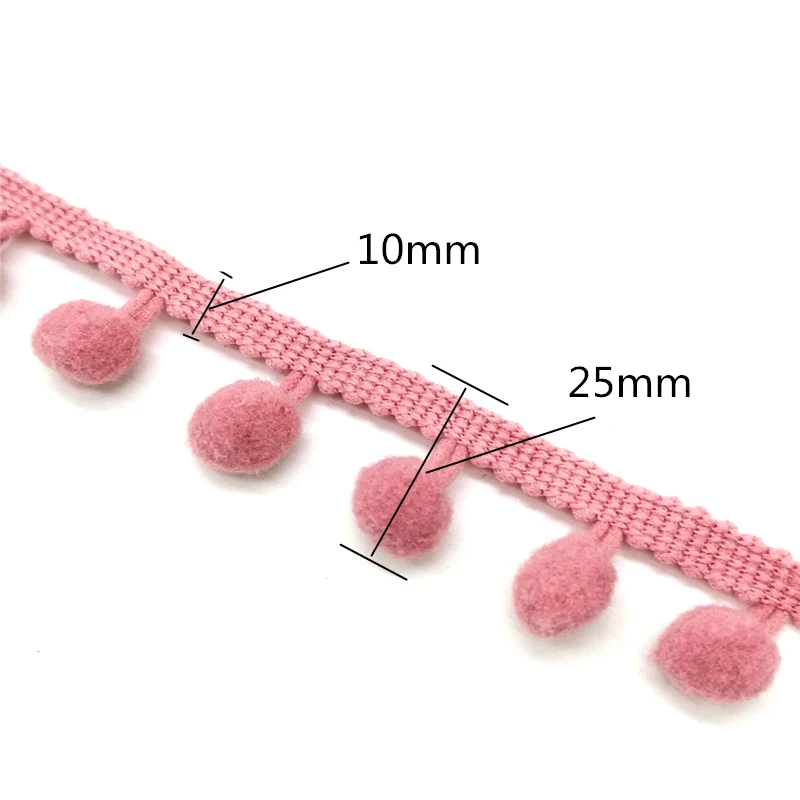 20 Yards Pom Poms Fringe Ball Trim Sewing Ribbon Embroidered Lace Tassel Applique for Clothing Accessories Bedding Quilting Crafts Supplies Beige 