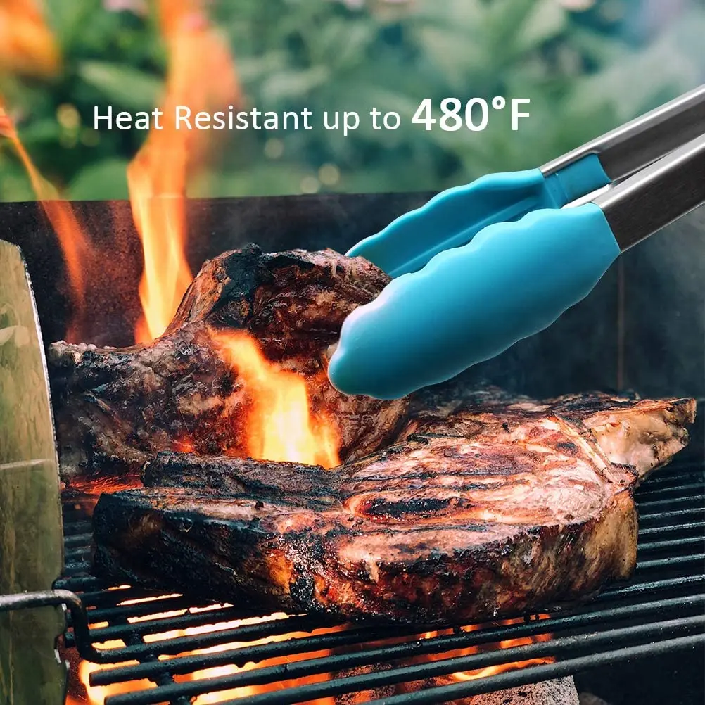 Customized BBQ Stainless Steel Grilling Tong and Brush Set Premium Grill Tongs Wholesale Basting Brush supplier