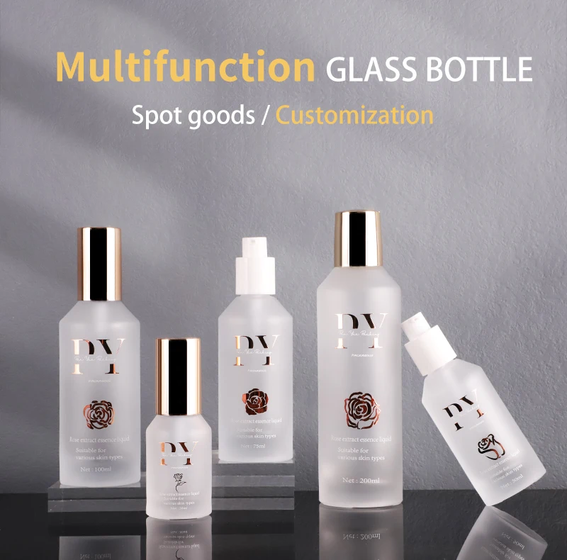 New Arrival Frosted Slanted Shoulder Lotion Pump Glass Bottles Skin