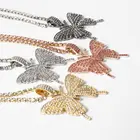 Men Diamond Pendant Men Women Fully Iced Out Lab 3D Diamond Butterfly Pendant Necklace With Tennis Chian