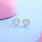 Diamond Jewelry PONEES High Quality 925 Sterling Silver Heart Shape Diamond Stud Earring For Women Jewelry