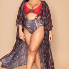 Beach Hot New Style Swimsuit Printed High Waist Strap Swimsuit Beach Bikini Coat Bikini For Plus Size Ladies