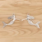 Charms Jewelry Tibetan Silver Mermaid Charms Pendants For Necklace Jewelry Making Accessories 59x32mm