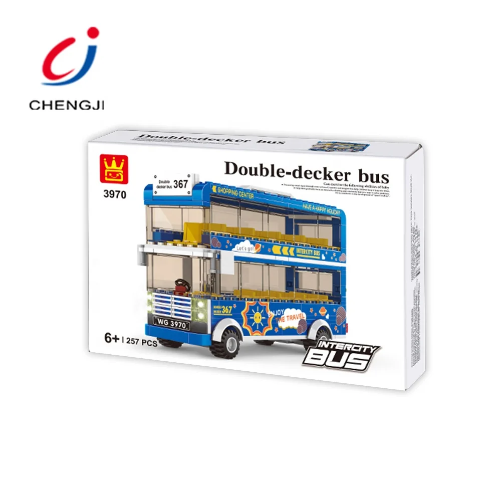 OEM ODM Small Particle City DIY Children Plastic Toy Block Double Decker Bus Toy Building Block Bus