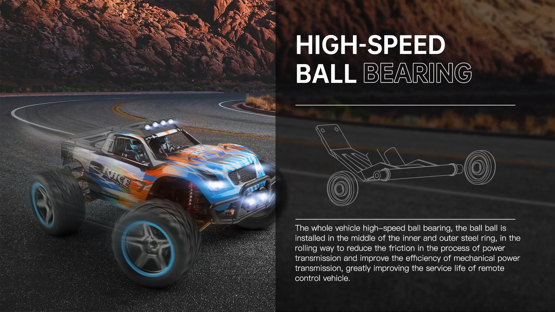 HOSHI WLtoys 104019 RC Car 1/10 RC Cars for Adults with High Speed 2.4G 4WD 55KM/H High Brushless RC Car Toys Christmas Gifts