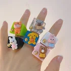 Rings Bear YJ21R62 Ins Cute Child Rings Resin Acrylic Bear Fox Rabbit Rings For Women Girl