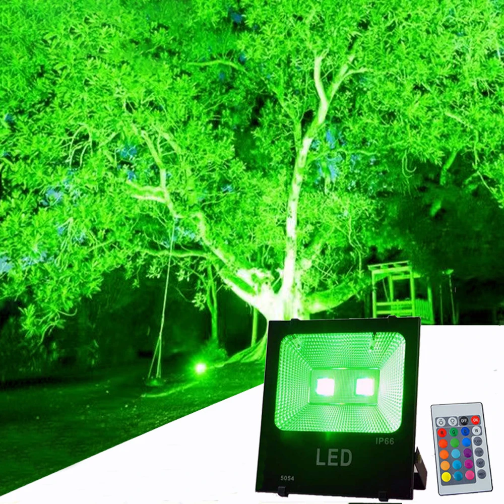 RGB Outdoor Waterproof LED Floodlight for Park Landscape Lighting Color-Changing with Remote Control Spotlights for Trees