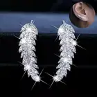Stud Exquisite Feather Leaves Shape With Full Dazzling CZ Crystal Rhinestone Stud Earrings For Women