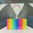 Handbag Crystal 2021 New Design Hot Selling Colorful Rainbow Handbag Ladies Rainbow Crystal Crystal Bag