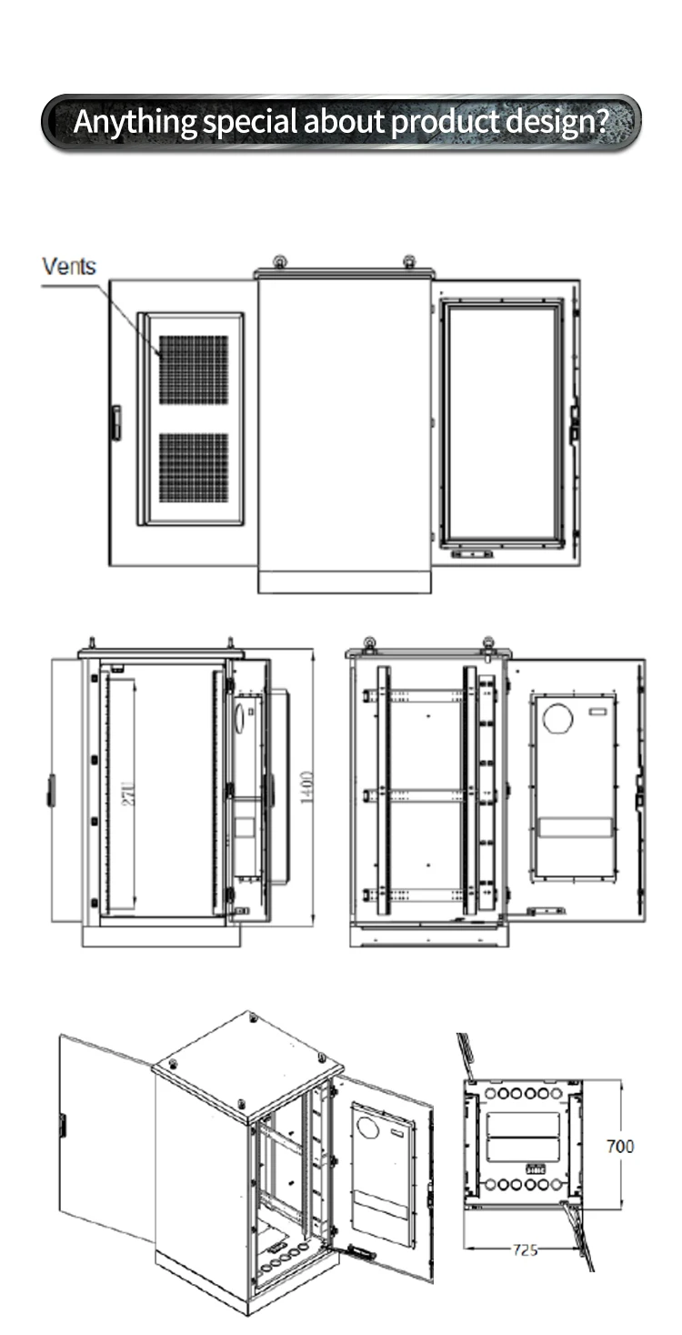 IP65 IP55 Weatherproof Enclosure Waterproof Outdoor Battery Cabinet With 19 Inch Battery Rack(图3)