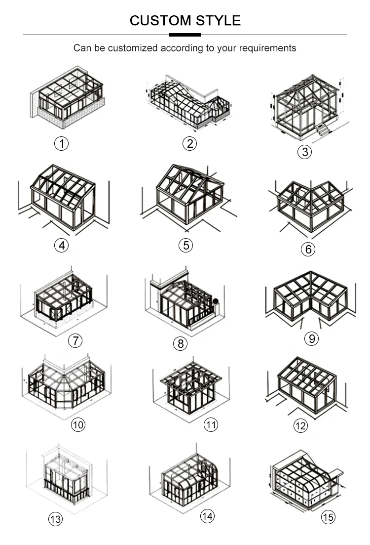 Custom All Year Greenhouse Free Standing Modern Solarium Conservatory