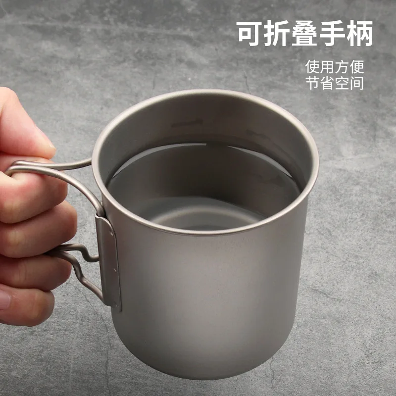 Wholesale Folding Handle titanium cup outdoor camping coffee mug
