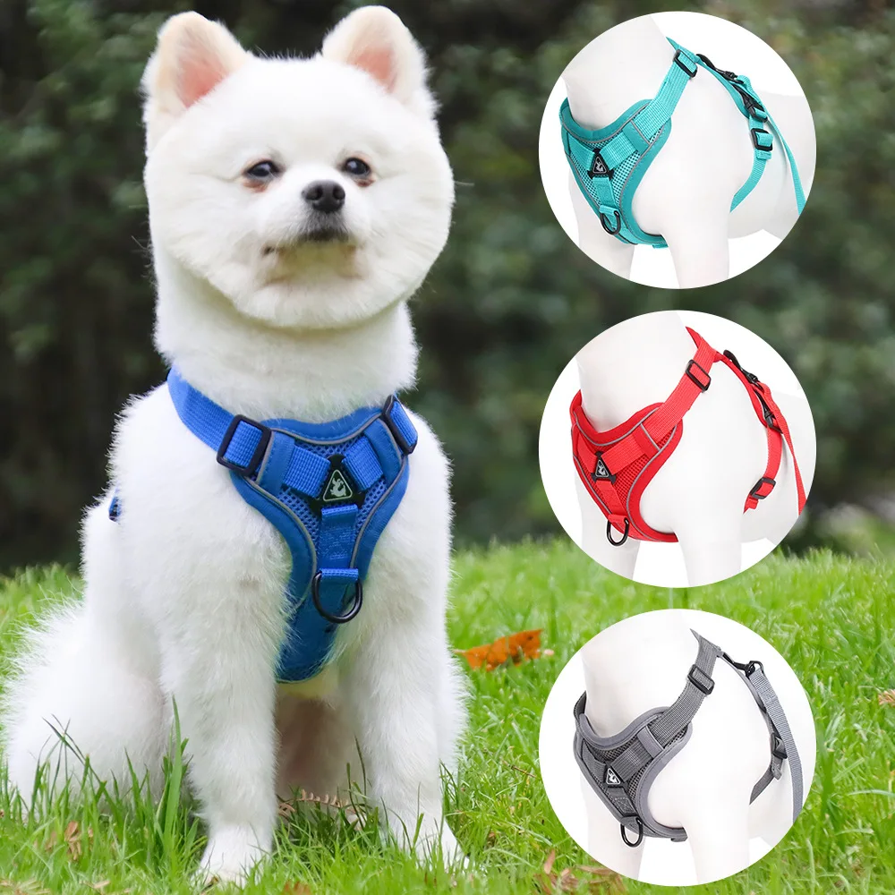 Custom Printed Reflective Mesh Padded Pet Vest Front Clip Large Nylon Adjustable No Pull Dog Harness for Small Medium Large factory