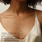 Round Necklace EManco New Jewelry Multi-layer Round Pendant 316L Stainless Steel 14K Gold Necklace