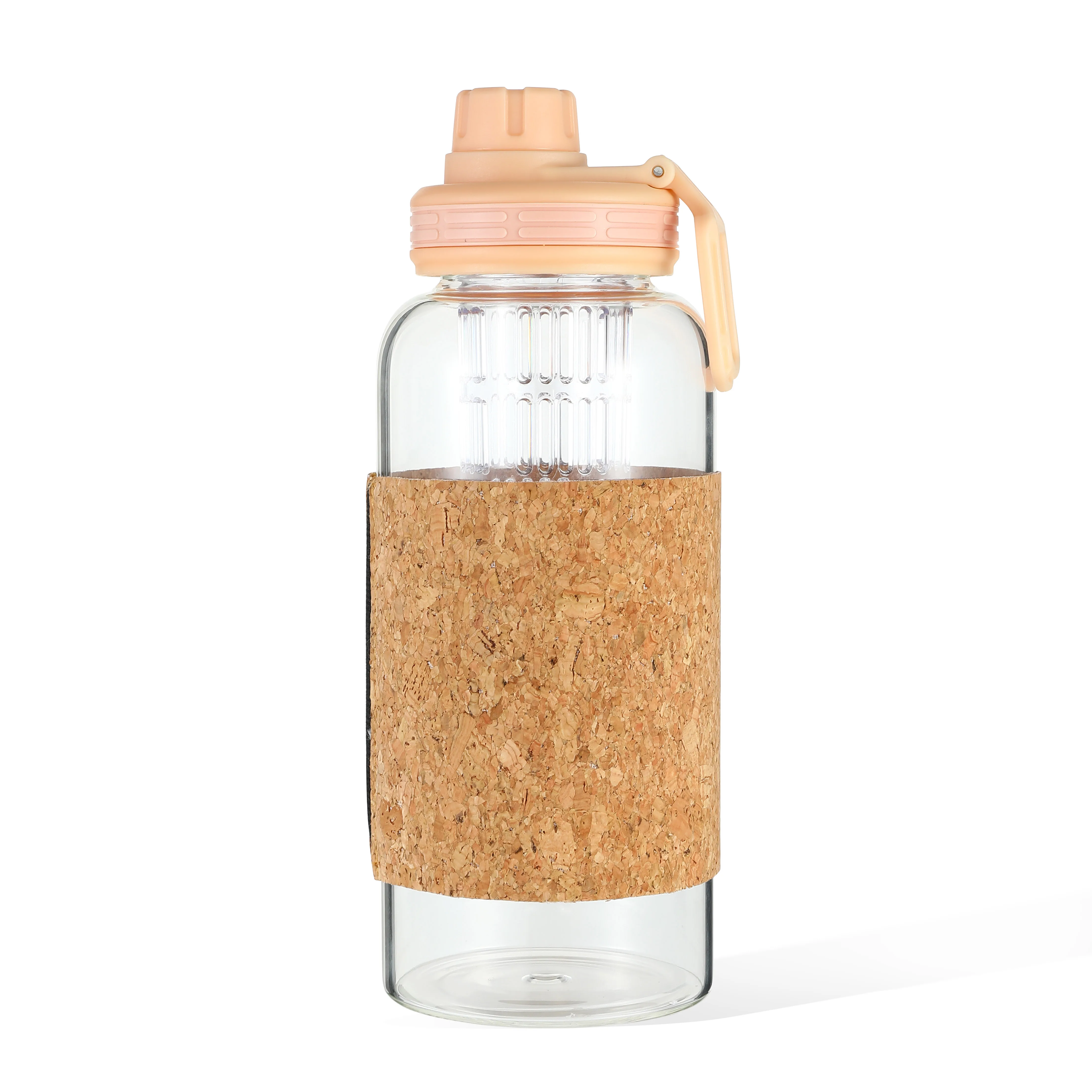 New Arrival 1L Premium Bpa Free Clear Glass Water Bottle With Bamboo Lid And Soft Wood Sleeve