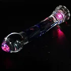 Sex Toy Fashion Light Up Led Anal Plug Lighted Crystal G Spot Glass Dildo Realista Sex Toy For Woman