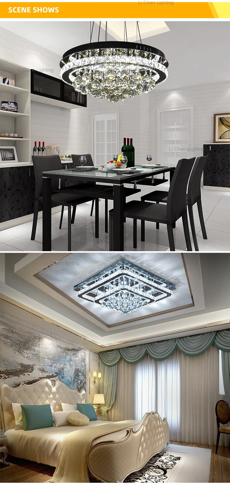 c0061 luxury style residential bedroom decoration flush mounted crystal led ceiling light -4