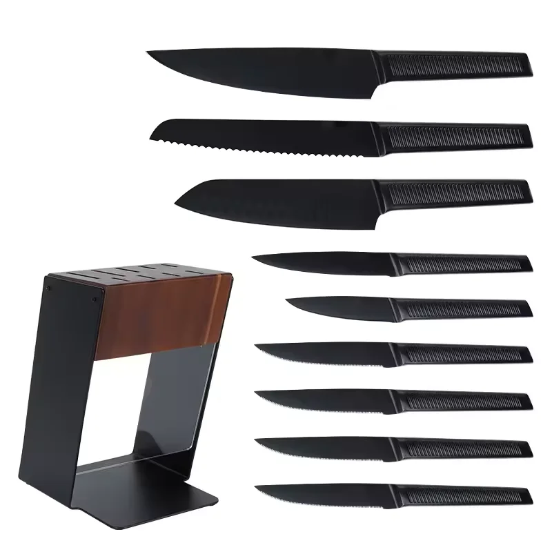 New Design 10Pcs Stainless Steel Kitchen Knife Set Multifunction Chef Knives with Acrylic Knife Holder