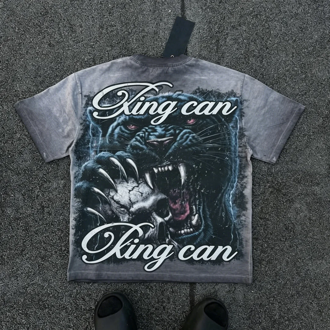 product vintage washed distressed dtg digital print t shirt summer mens loose heavyweight cotton short sleeve high end customizable113-2