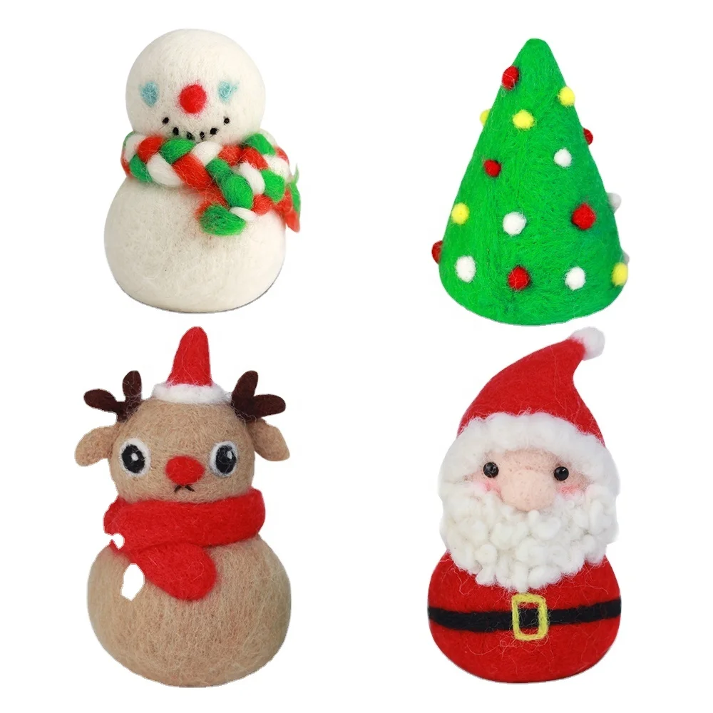 Snowman Felt Needle Felting Stater Kit with Instructions Wool Felting Supplies All You Need LEMESO DIY Needle Felting Kits For Beginners Christmas Set of Making Santa Claus Christmas Tree Reindeer 