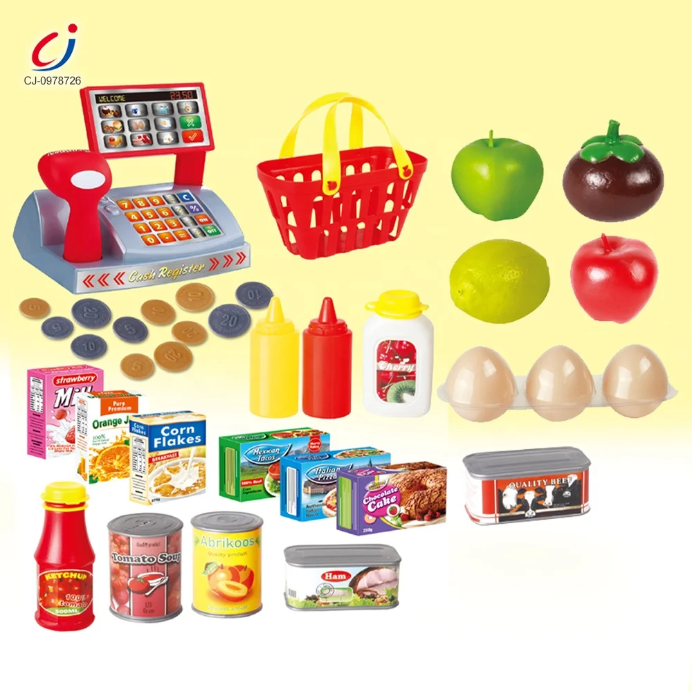 36PCS shopping games cash register toy table children pretend role play home cashier machine supermarket toys set for kids