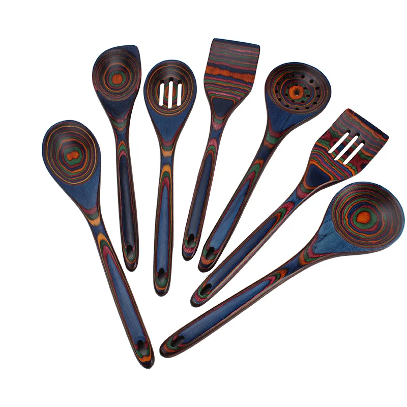 Pakkawood Kitchen Utensil Set for Serving & Cooking, Heat Resistant & Non-Stick Utensils