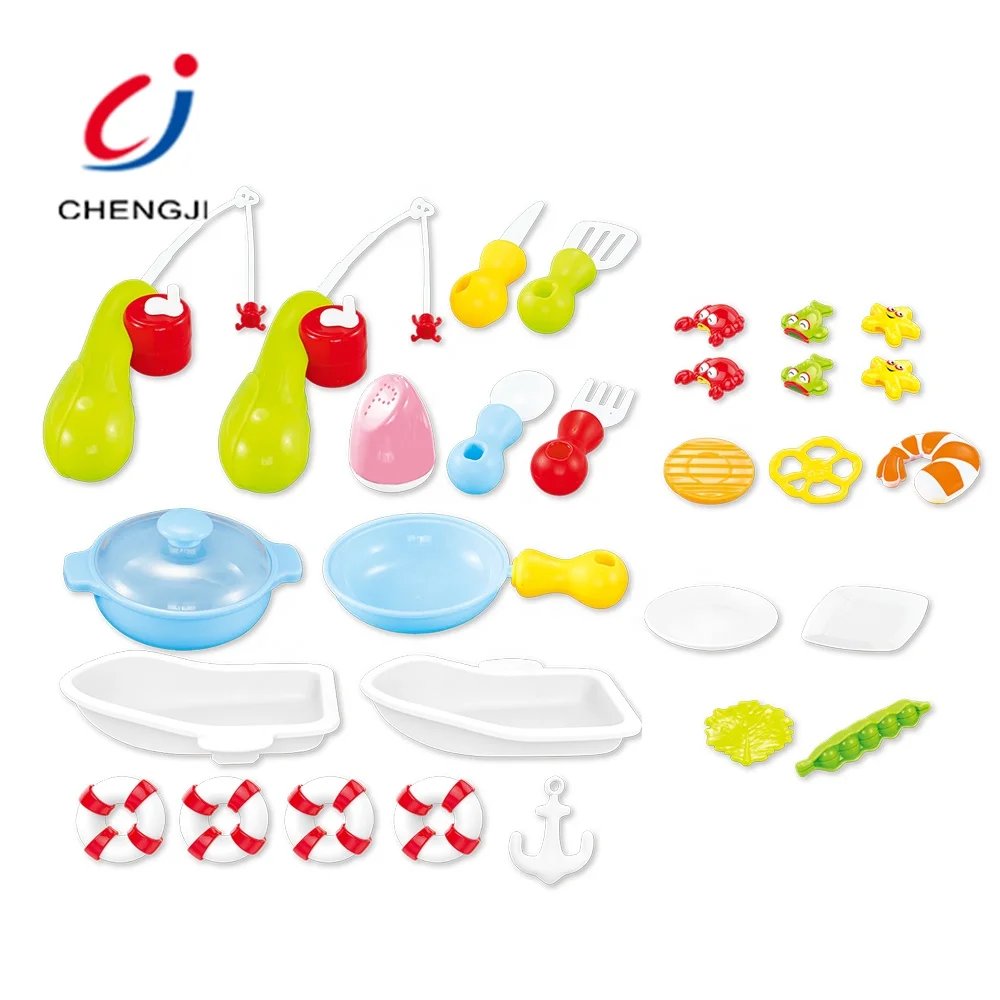 Tableware pretend cook play set plastic sea outing fishing ship baby kitchen toys