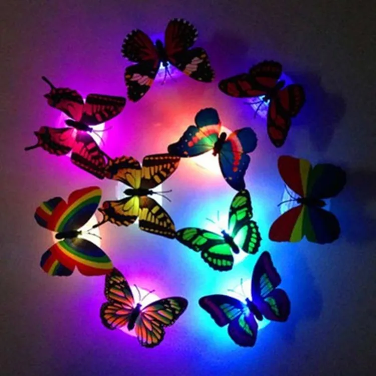 Kids Rooms Home Decorative Adhesive Led Glowing 3d Butterfly Wall Stickers for Party