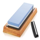 Wholesale Double Side Grit Aluminum Oxide Whetstone Knife Sharpening Stone With Bamboo Base