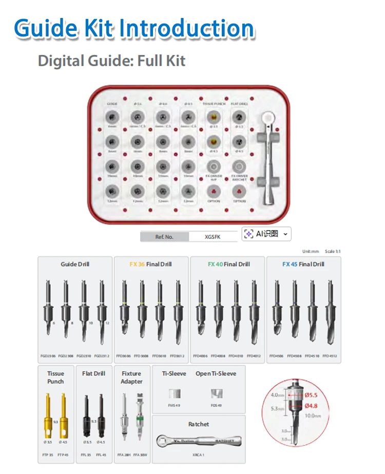 Dentium Guide Kit Dental Implant Advanced Guide Kit Tooth Fixtures Dask Sinus Lift Kit Surgery Drills Stopper Set Approved details