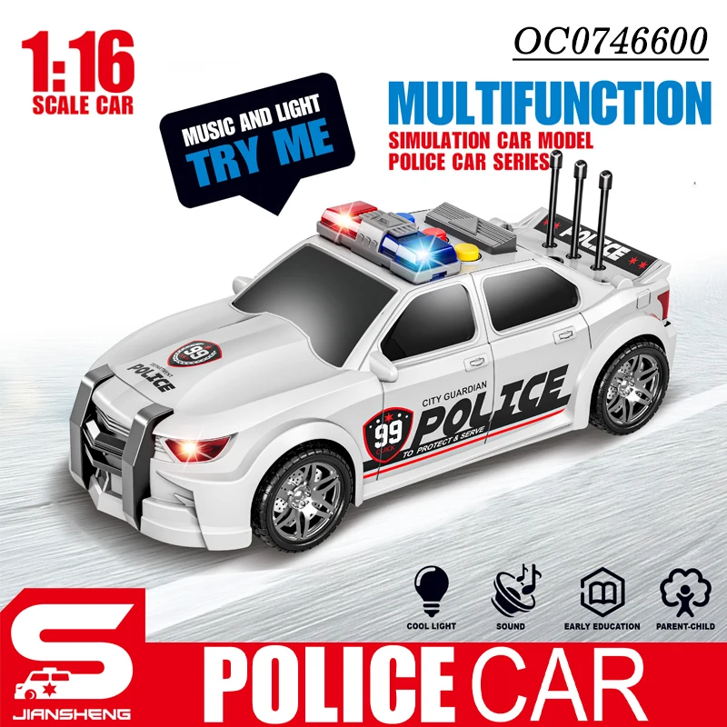 Interesting friction powered police car toys for kids with light sound