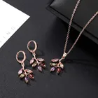 Rose Gold 2021 Fashion Rose Gold Plated Women Necklace And Earring Jewelry Sets For Party