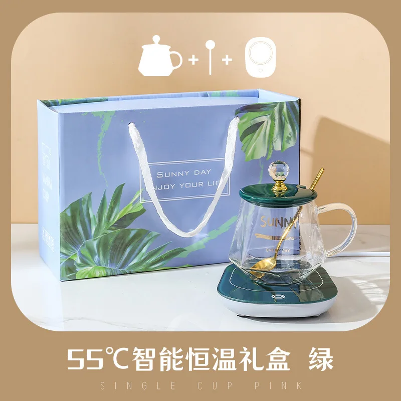 USB Smart Electric heating Ceramic Glass Water Coffee Mug Warmer Cup Heater