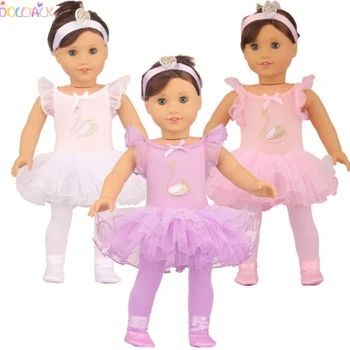 New Arrival Hot Sell 18-inch 14 inch 2 Sizes American Doll Girl Ballet Skirt With Shoes Doll Clothes